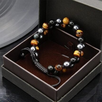 Triple Protection Bracelet - Genuine Tiger Eye Agate & Black Gallstone - The Perfect Gift